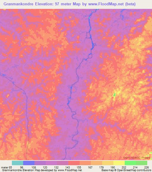 Granmankondre,Suriname Elevation Map