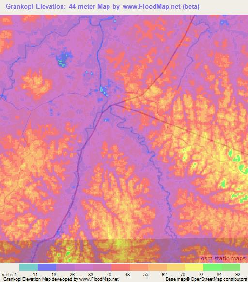 Grankopi,Suriname Elevation Map