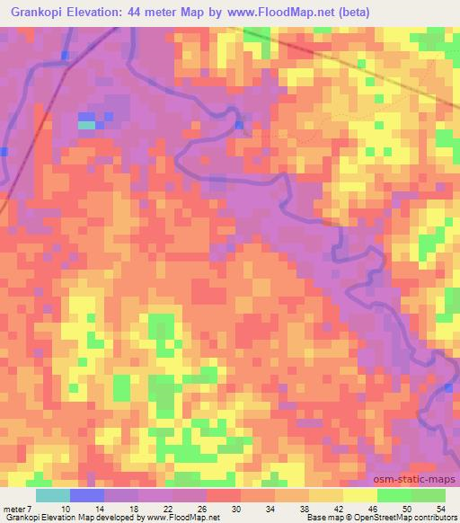 Grankopi,Suriname Elevation Map