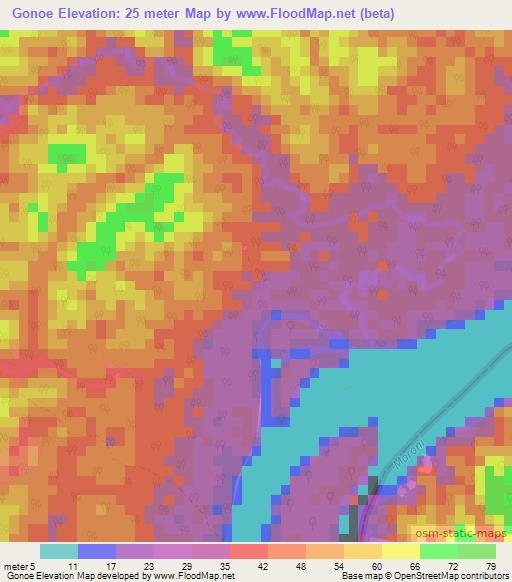 Gonoe,Suriname Elevation Map