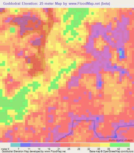 Goddodrai,Suriname Elevation Map