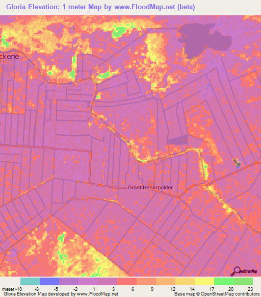 Gloria,Suriname Elevation Map