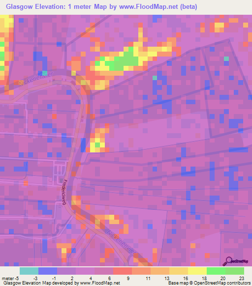 Glasgow,Suriname Elevation Map