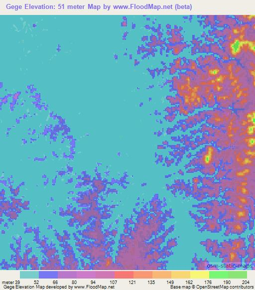 Gege,Suriname Elevation Map