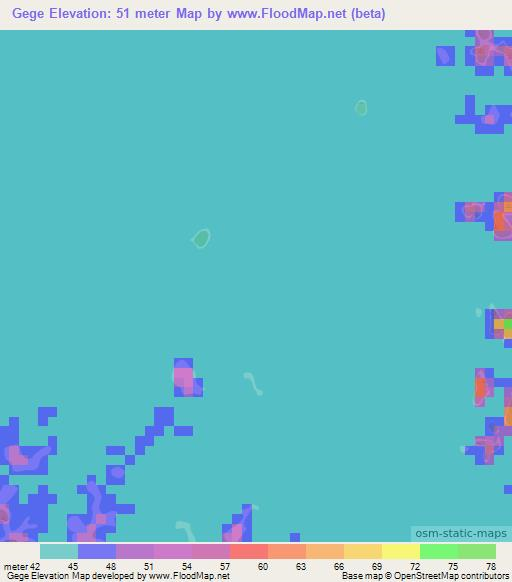 Gege,Suriname Elevation Map