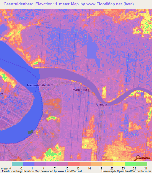 Geertruidenberg,Suriname Elevation Map