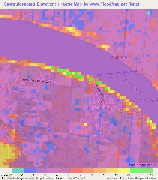 Geertruidenberg,Suriname Elevation Map