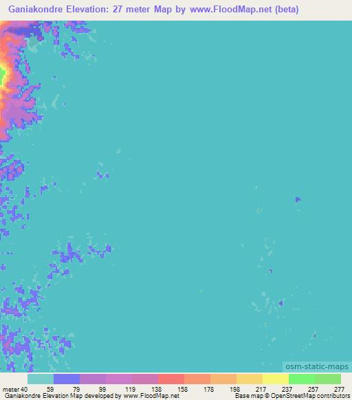 Ganiakondre,Suriname Elevation Map