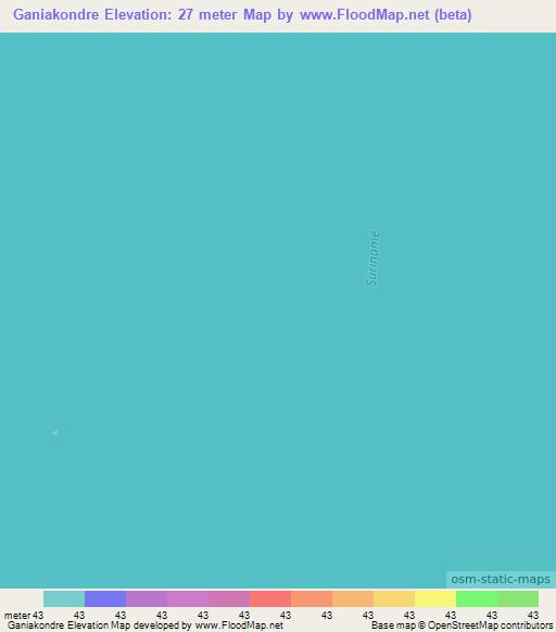 Ganiakondre,Suriname Elevation Map