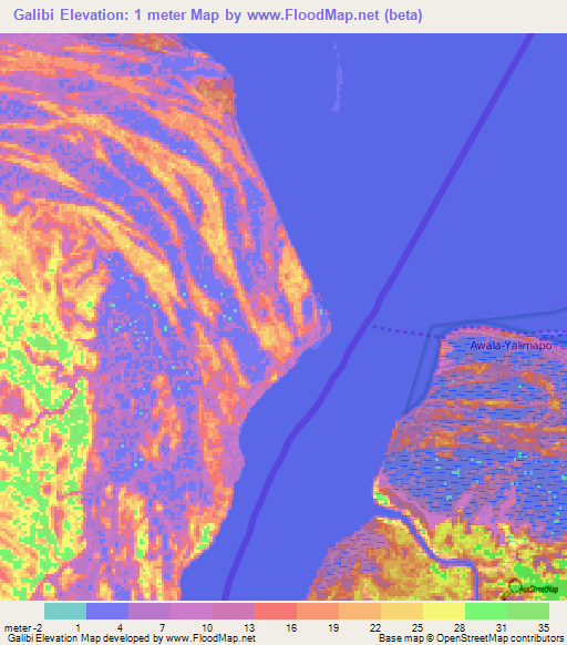 Galibi,Suriname Elevation Map