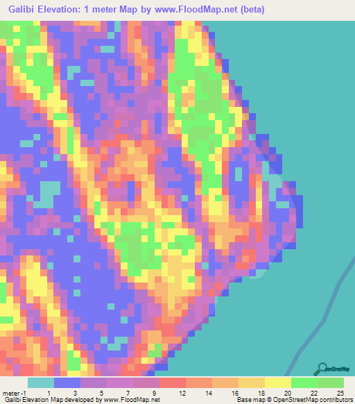 Galibi,Suriname Elevation Map