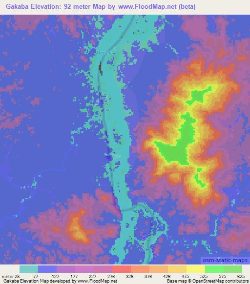 Gakaba,Suriname Elevation Map