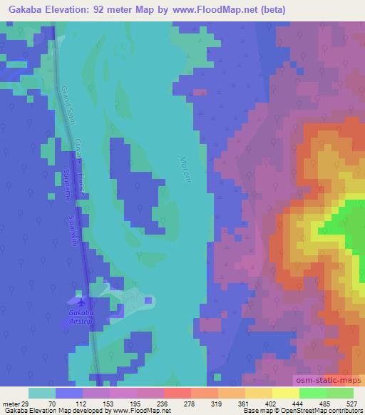 Gakaba,Suriname Elevation Map