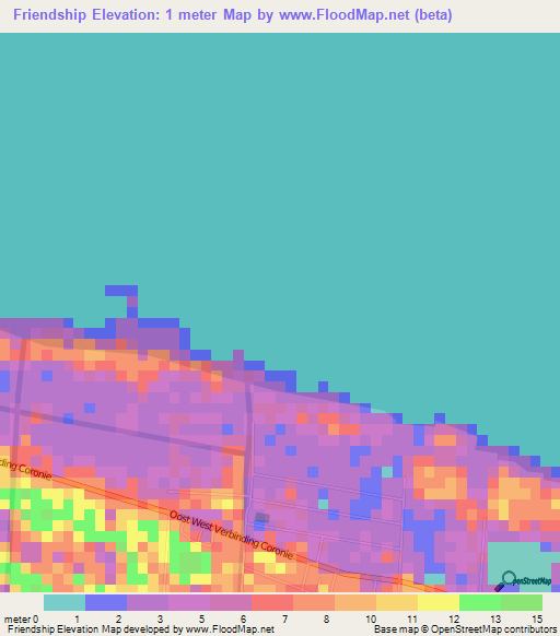 Friendship,Suriname Elevation Map