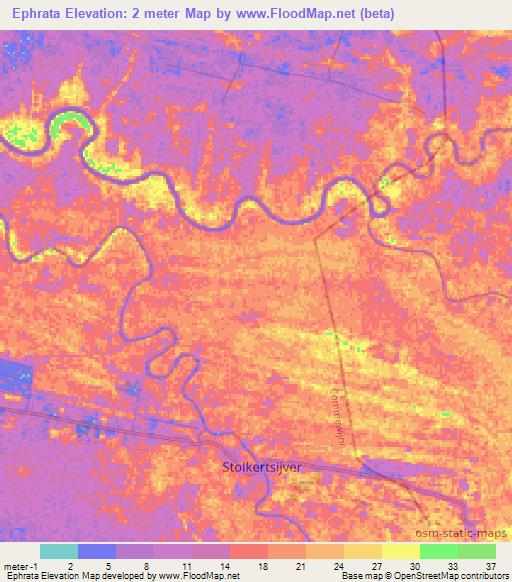 Ephrata,Suriname Elevation Map