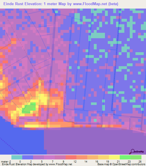 Einde Rust,Suriname Elevation Map