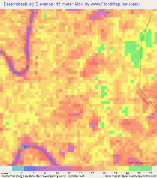 Destombesburg,Suriname Elevation Map