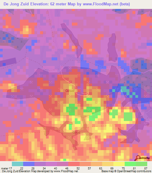 De Jong Zuid,Suriname Elevation Map