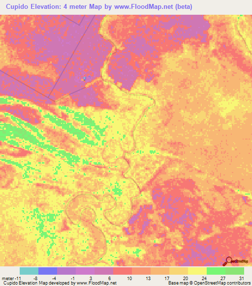 Cupido,Suriname Elevation Map