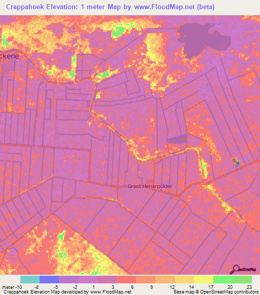 Crappahoek,Suriname Elevation Map