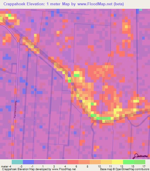 Crappahoek,Suriname Elevation Map