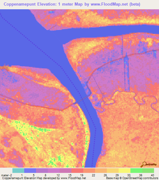 Coppenamepunt,Suriname Elevation Map