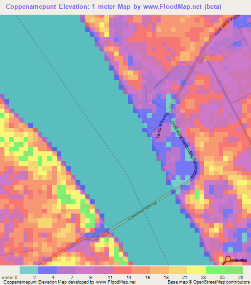 Coppenamepunt,Suriname Elevation Map