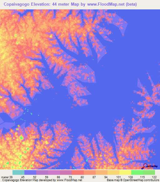 Copaivagogo,Suriname Elevation Map