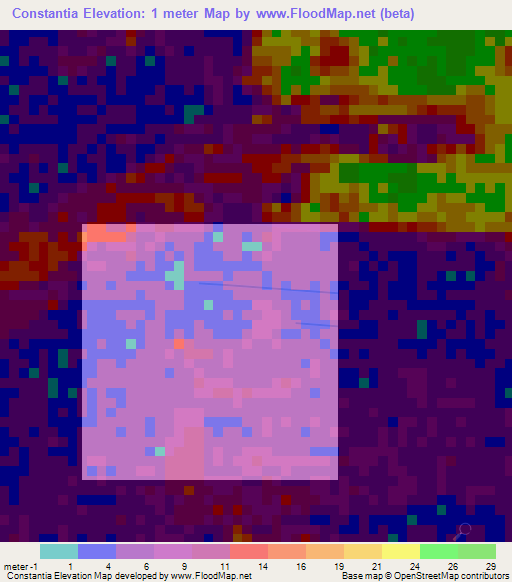 Constantia,Suriname Elevation Map