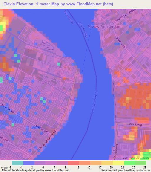 Clevia,Suriname Elevation Map