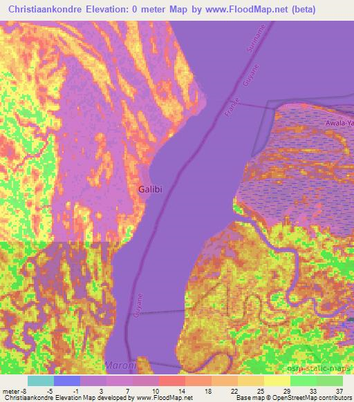 Christiaankondre,Suriname Elevation Map