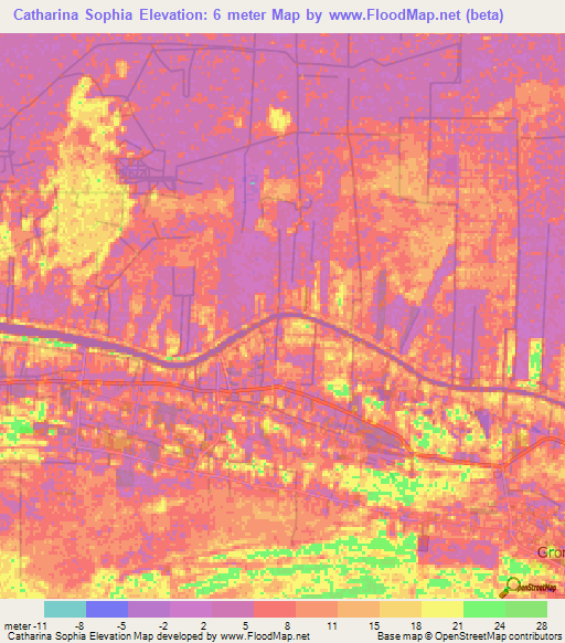 Catharina Sophia,Suriname Elevation Map