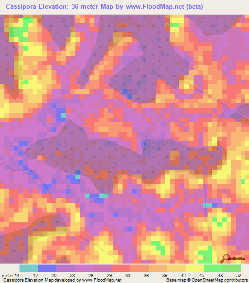 Cassipora,Suriname Elevation Map