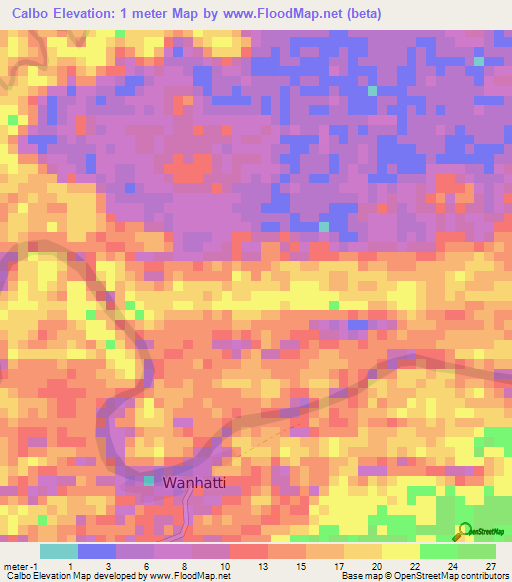 Calbo,Suriname Elevation Map