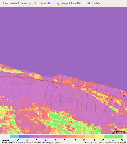 Burnside,Suriname Elevation Map