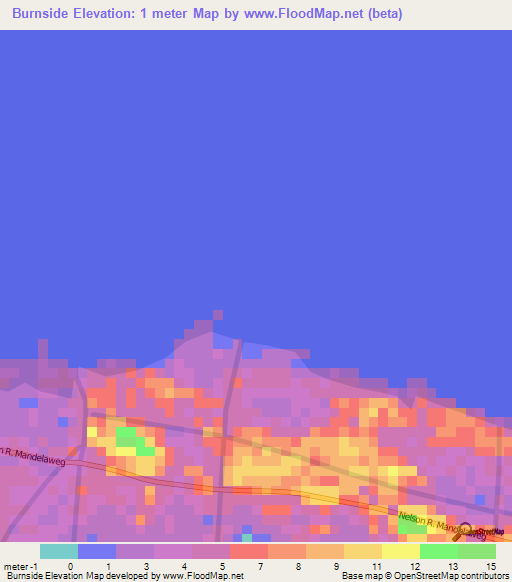 Burnside,Suriname Elevation Map