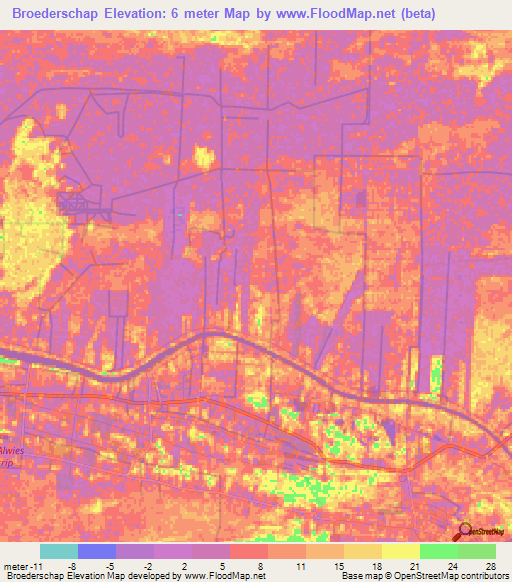 Broederschap,Suriname Elevation Map