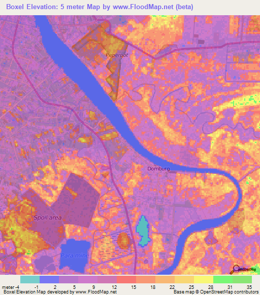 Boxel,Suriname Elevation Map