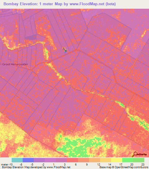 Bombay,Suriname Elevation Map