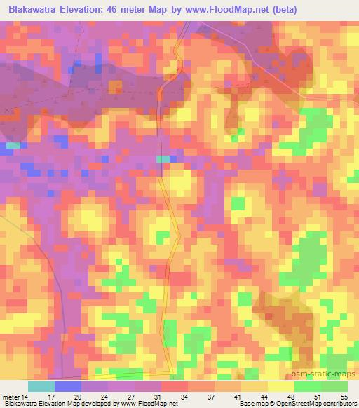 Blakawatra,Suriname Elevation Map