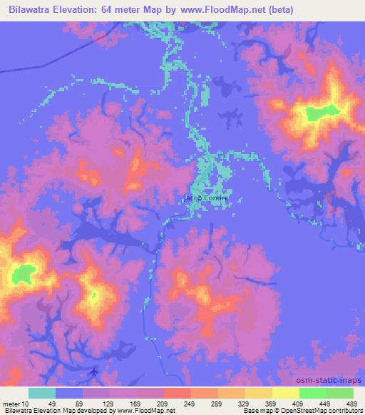 Bilawatra,Suriname Elevation Map