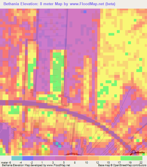 Bethania,Suriname Elevation Map