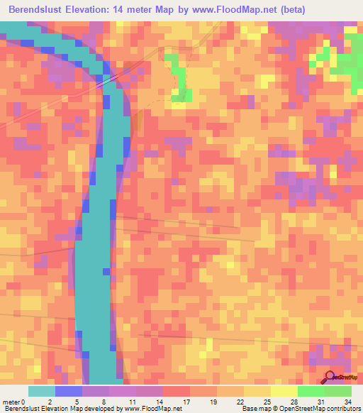 Berendslust,Suriname Elevation Map