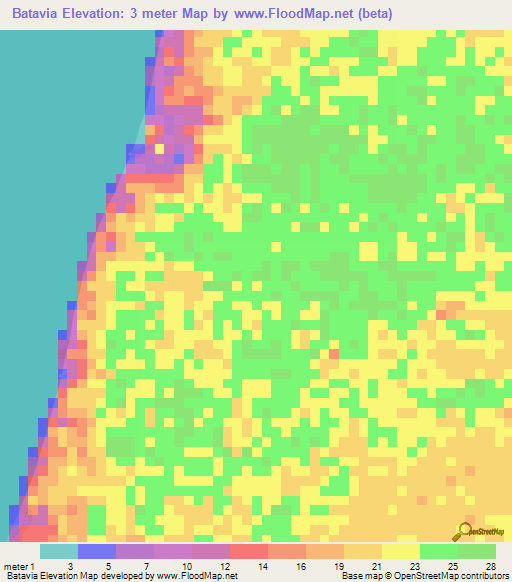 Batavia,Suriname Elevation Map