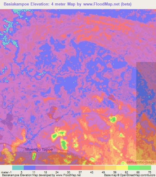 Basiakampoe,Suriname Elevation Map