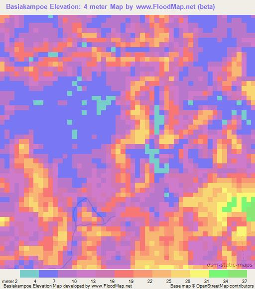 Basiakampoe,Suriname Elevation Map