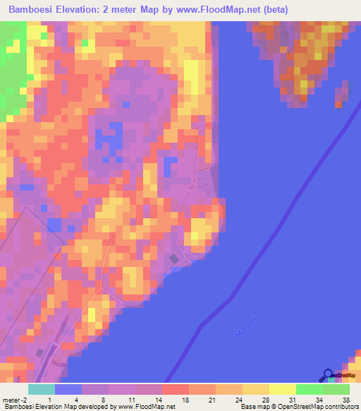 Bamboesi,Suriname Elevation Map