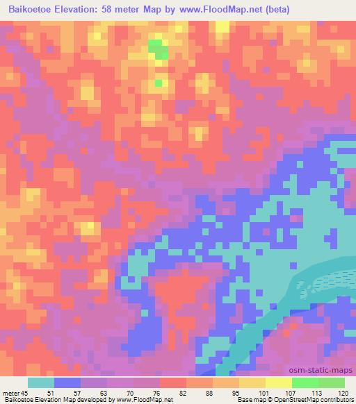 Baikoetoe,Suriname Elevation Map