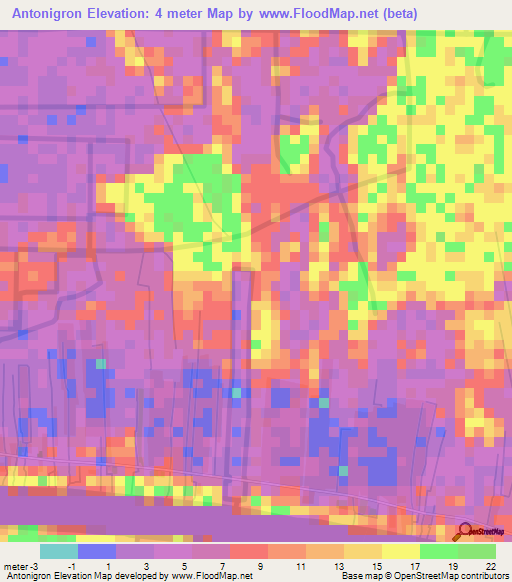 Antonigron,Suriname Elevation Map