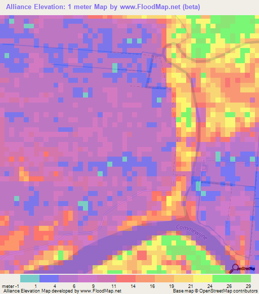 Alliance,Suriname Elevation Map